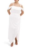 City Chic Forbidden Off The Shoulder Maxi Dress In White