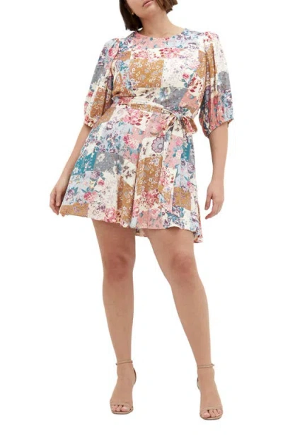 City Chic Forever Floral A-line Minidress In Whimsical