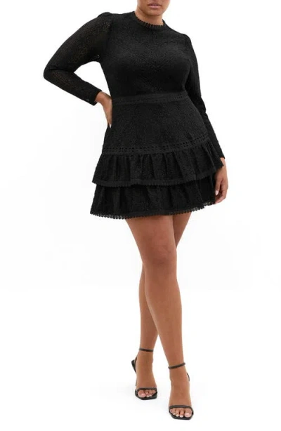 City Chic Gabriella Lace Minidress In Pattern