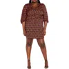 City Chic Georgie Print Long Sleeve Dress In Multi