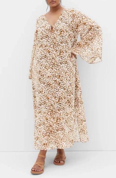 City Chic Gigi Leopard Print Maxi Dress In Brown