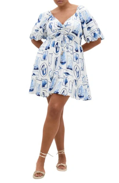 City Chic Giselle Allover Print Minidress In Multi