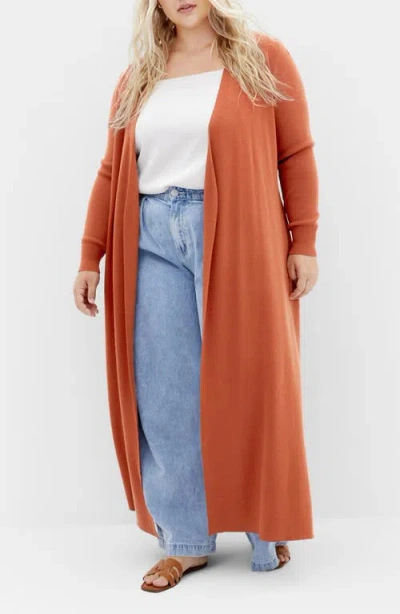 City Chic Goldie Tie Waist Cardigan In Orange