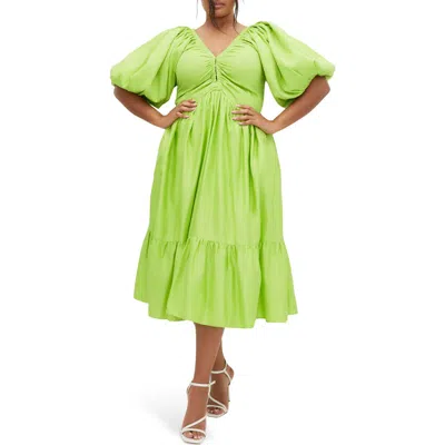 City Chic Grace Tiered Midi Dress In Pistachio