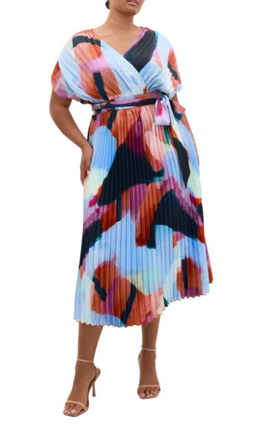 City Chic Hailey Abstract Print Midi Dress In Multi