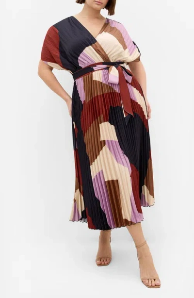 City Chic Hailey Abstract Print Midi Dress In Multi