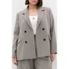 City Chic Hailey Checked Double Breasted Jacket In Multi