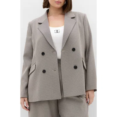 City Chic Hailey Checked Double Breasted Jacket In Multi
