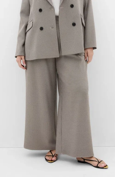 City Chic Hailey Houndstooth Wide Leg Pants In Gray