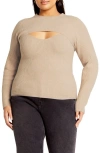 City Chic Haisley Cutout Camisole & Bolero Set In Neutral