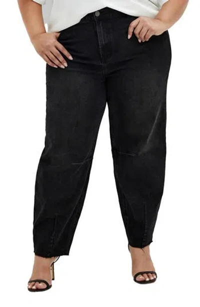 City Chic Harley Fit Saige Barrel Leg Jeans In Black