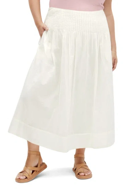 City Chic Haven Pleated Midi A-line Skirt In Pale Butter