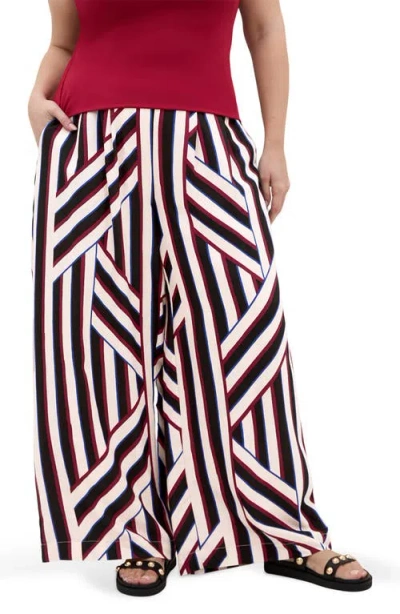 City Chic Haylee Striped Wide Leg Pants In Multi