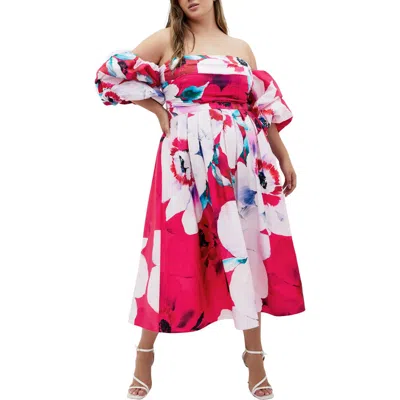 City Chic Helena Floral Print Minidress In Lady Luck