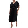 City Chic Henley Pleated Maxi Dress In Black