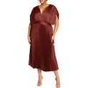 City Chic Henley Pleated Maxi Dress In Sienna
