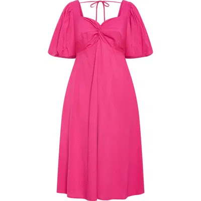 City Chic Hermione Puff Sleeve Empire Waist Maxi Dress In Multi