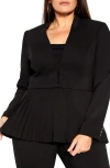 City Chic Holly Removable Pleated Hem Jacket In Black
