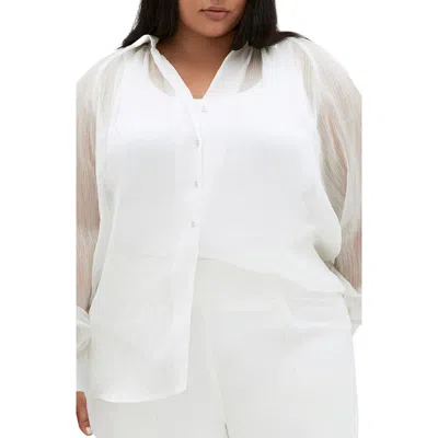 City Chic Iliana Sheer Metallic Shirt In Ivory