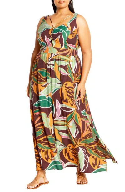 City Chic Iman Floral Maxi Dress In Opulent Foligae