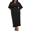 City Chic Ines Twist Front Puff Sleeve Maxi Dress In Black