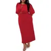 City Chic Ines Twist Front Puff Sleeve Maxi Dress In Cherry