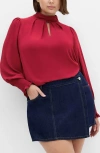 City Chic Iris Keyhole Top In Red
