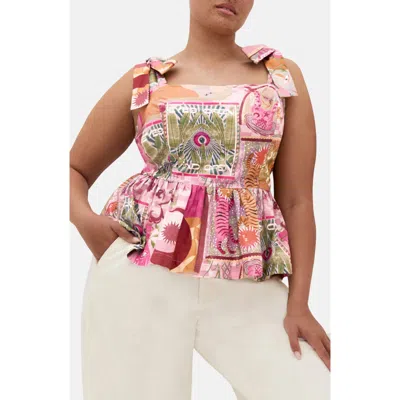 City Chic Isabel Peplum Top In Pink