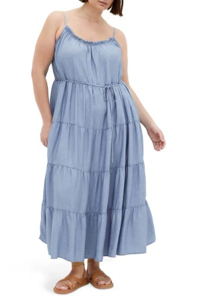 City Chic Island Tiered Maxi Dress In Blue