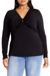 City Chic Izzy U-bar Jersey Top In Black