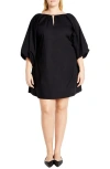 City Chic Jamie Puff Sleeve Minidress In Black