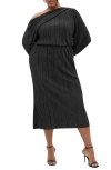City Chic Jay Long Sleeve Midi Dress In Black