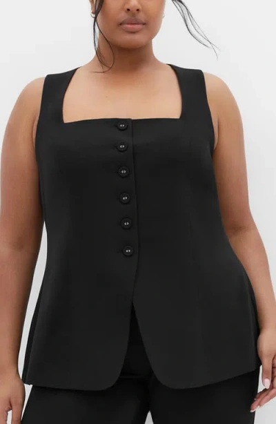 City Chic Jaz Peplum Vest In Black