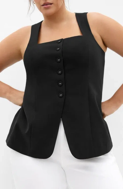 City Chic Jaz Peplum Vest In Black