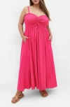 City Chic Jazmine Midi Sundress In Magenta