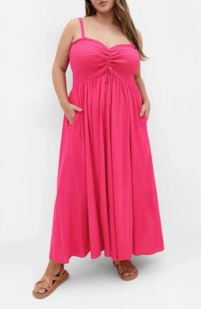 City Chic Jazmine Midi Sundress In Magenta