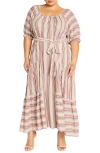 City Chic Jemima Stripe Maxi Dress In Charm Stripe
