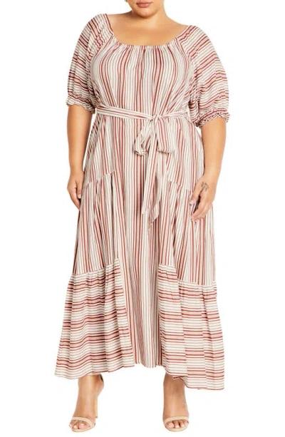 City Chic Jemima Stripe Maxi Dress In Charm Stripe