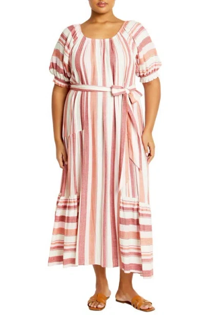City Chic Jemima Stripe Maxi Dress In Cosmo Stripe