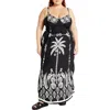 City Chic Jez Border Print Maxi Sundress In Empress Border