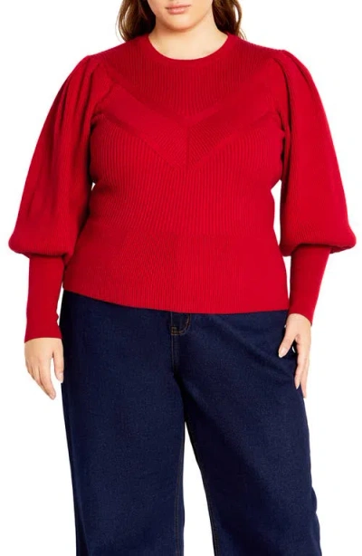 City Chic Jojo Rib Sweater In Red
