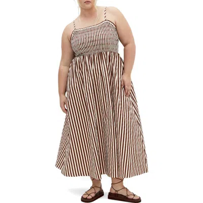 City Chic Jolie Print Sleeveless Maxi Dress In Chocolate Stripe