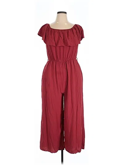 Pre-owned City Chic Jumpsuit In Burgundy