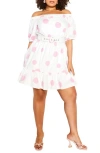 City Chic June Spot Off The Shoulder Belted Dress In Pop Spot