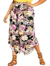 CITY CHIC JUNIORS WOMENS FLORAL PRINT CRINKLED WIDE LEG PANTS