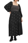City Chic Kai Long Sleeve Maxi Dress In Black