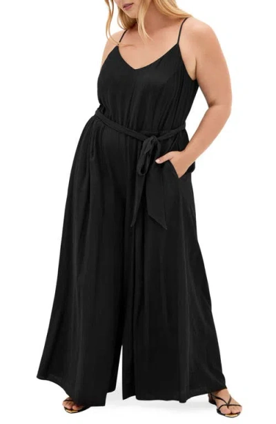 City Chic Kaira Sleeveless Wide Leg Jumpsuit In Black