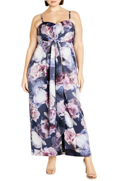 City Chic Kamari Print Sleeveless Maxi Dress In Crystal Floral
