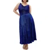 City Chic Kamila Cowl Neck Metallic Plissé Maxi Dress In Navy