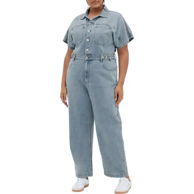 City Chic Karsyn Denim Boiler Suit In Light Denim